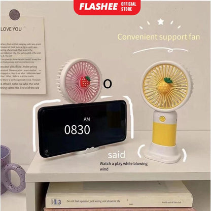 Flashee Kipas Angin Genggam Mini Portable Bentuk Buah Kipas Angin Mini Portable Dengan Stand Holder
