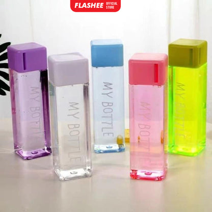 Flashee My Bottle Kotak Botol Minum Transparan 500ml Botol Persegi Plastik