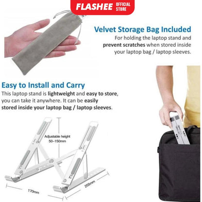 Flashee Stand Laptop Notebook Lipat Portable Anti Slip Alas Brakets Pendingin Stand Holder Laptop