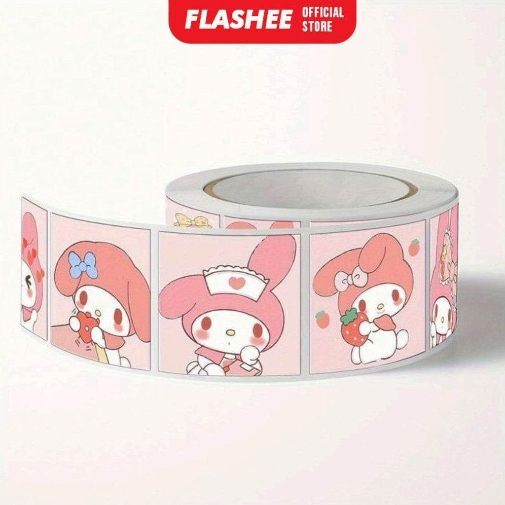Flashee Stiker Roll Kartun Lucu Isi 500 Lembar Sticker Roll Dekorasi Stiker Memo Motif Cartoon