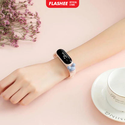 Flashee Jam Tangan Pippa Digital Elektronik Tahan Air Led Rubber Motif Jam Tangan Anak Wanita Laki