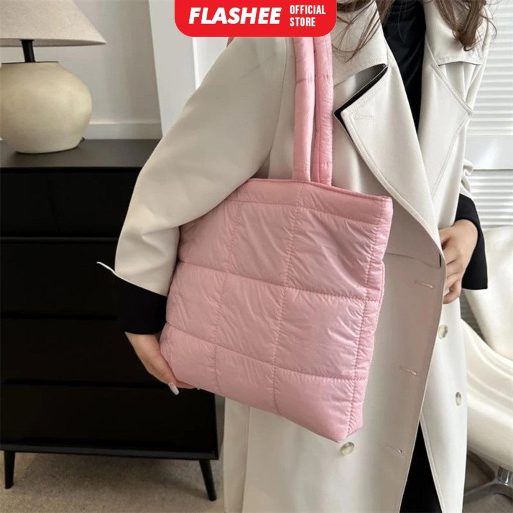 Flashee Puffy Bag Karen Tote Bag Resleting Tas Wanita Tas Laptop Kekinian Tas Kuliah