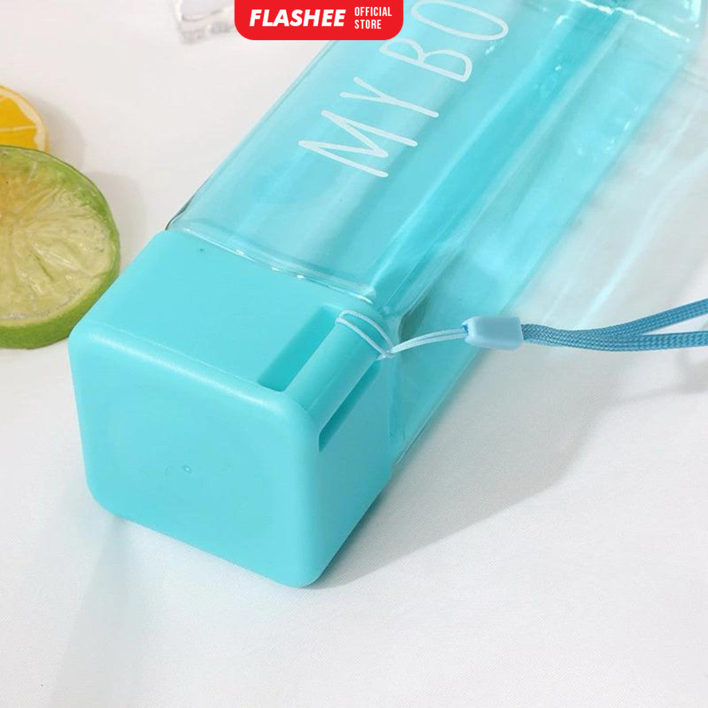 Flashee My Bottle Kotak Botol Minum Transparan 500ml Botol Persegi Plastik