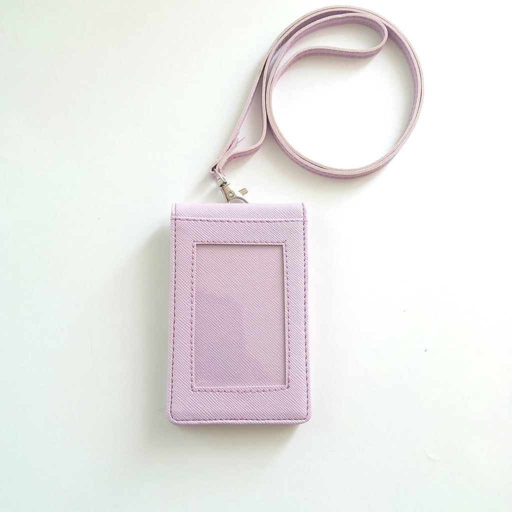 Flashee Lanyard ID Card Holder Harper Lanyard Name Tag Kulit Dua Sisi Bolak Balik Mika Kancing