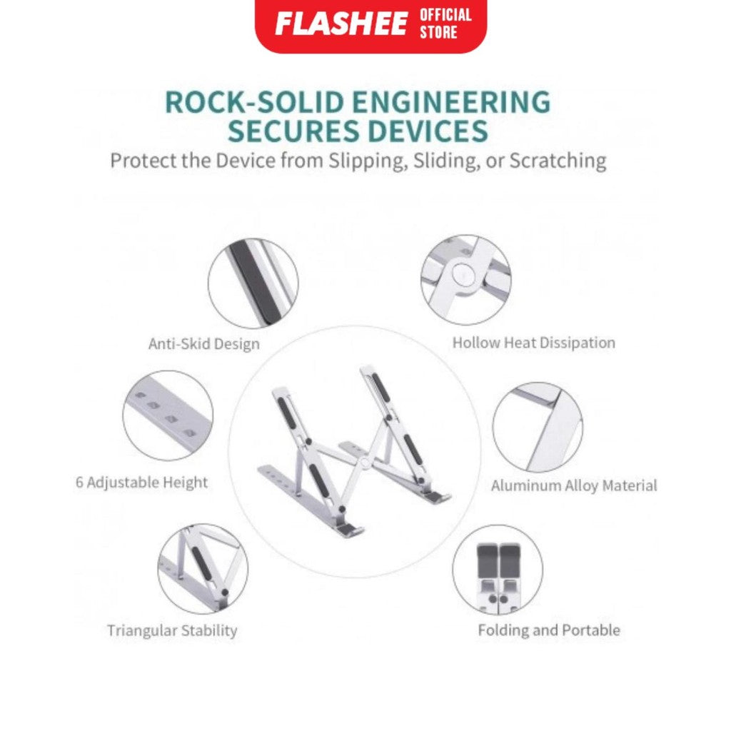 Flashee Stand Laptop Notebook Lipat Portable Anti Slip Alas Brakets Pendingin Stand Holder Laptop