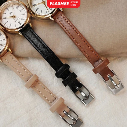 Flashee Jam Tangan Anya Casual Wanita Bulat Watch Korean Fashion Jam Tangan Quartz Strap PU