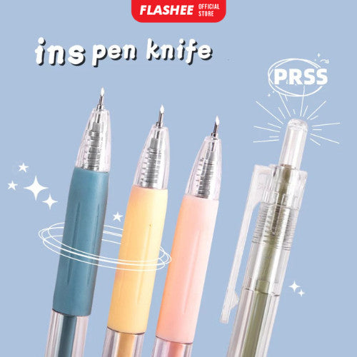 Flashee Cutter Pen Pisau Pulpen Ukir Kertas Mini Pen Cutter Pena Pisau