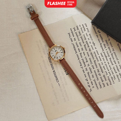 Flashee Jam Tangan Anya Casual Wanita Bulat Watch Korean Fashion Jam Tangan Quartz Strap PU