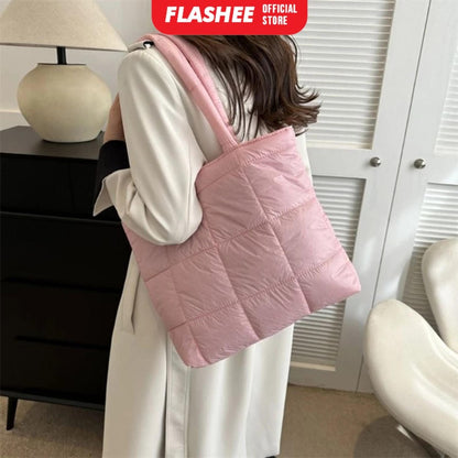 Flashee Puffy Bag Karen Tote Bag Resleting Tas Wanita Tas Laptop Kekinian Tas Kuliah