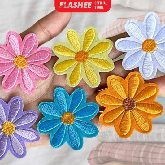 Flashee Patch Bordir Karakter Bunga Melati Patch Bordir Tempel Patch Setrika