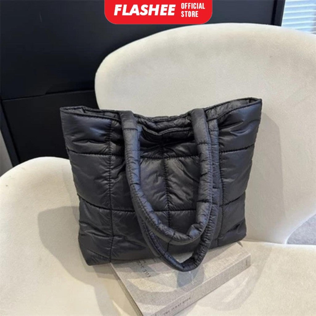 Flashee Puffy Bag Karen Tote Bag Resleting Tas Wanita Tas Laptop Kekinian Tas Kuliah