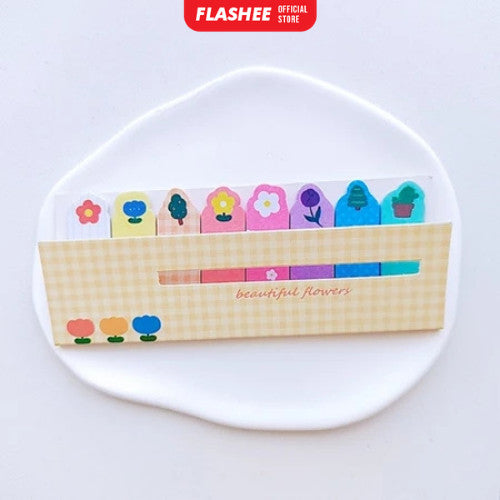 Flashee Sticky Notes Karakter 8IN1 Tempelan Kertas Catatan Pembatas Buku Karakter Penanda Buku