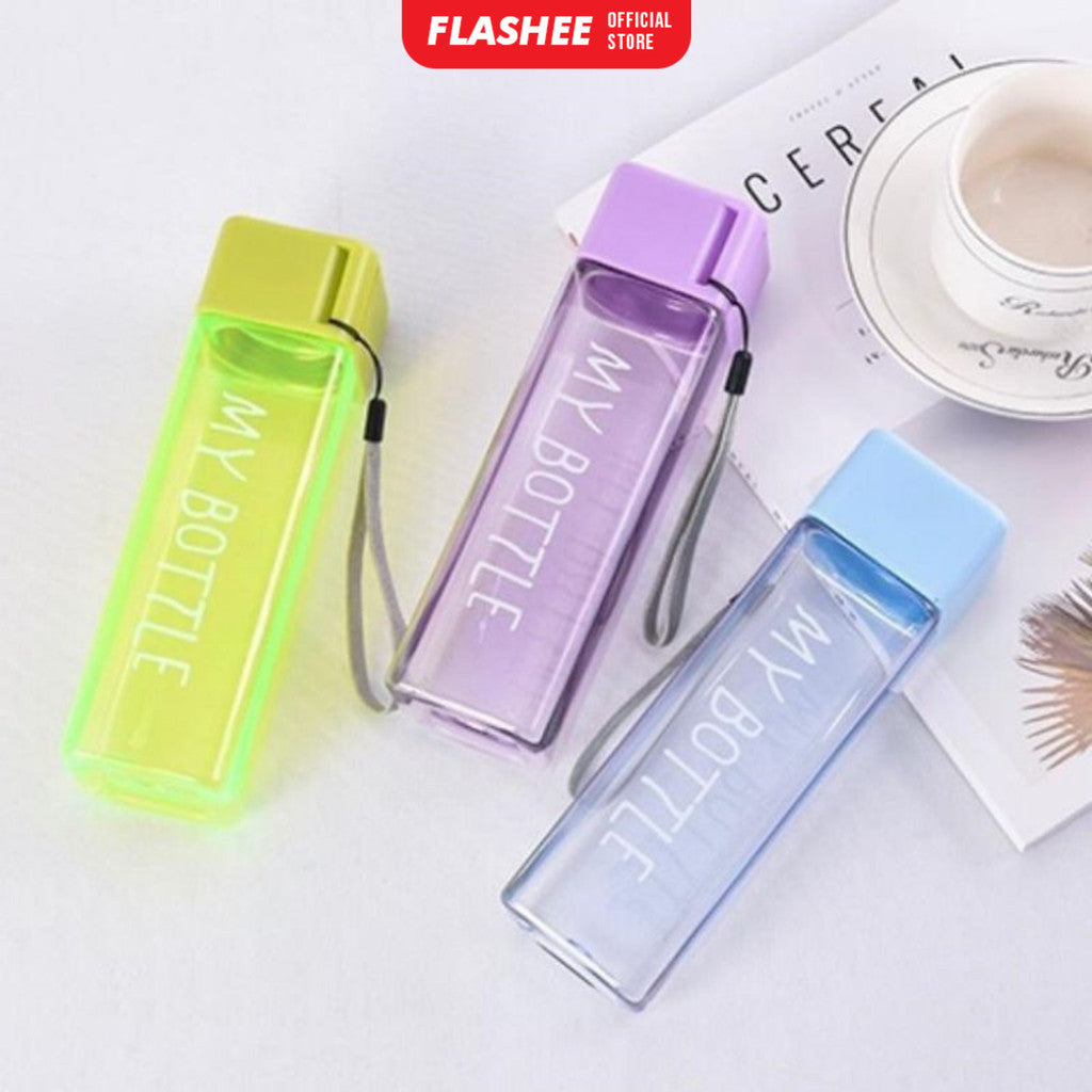 Flashee My Bottle Kotak Botol Minum Transparan 500ml Botol Persegi Plastik