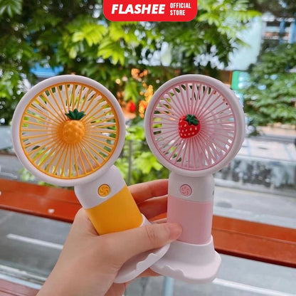 Flashee Kipas Angin Genggam Mini Portable Bentuk Buah Kipas Angin Mini Portable Dengan Stand Holder