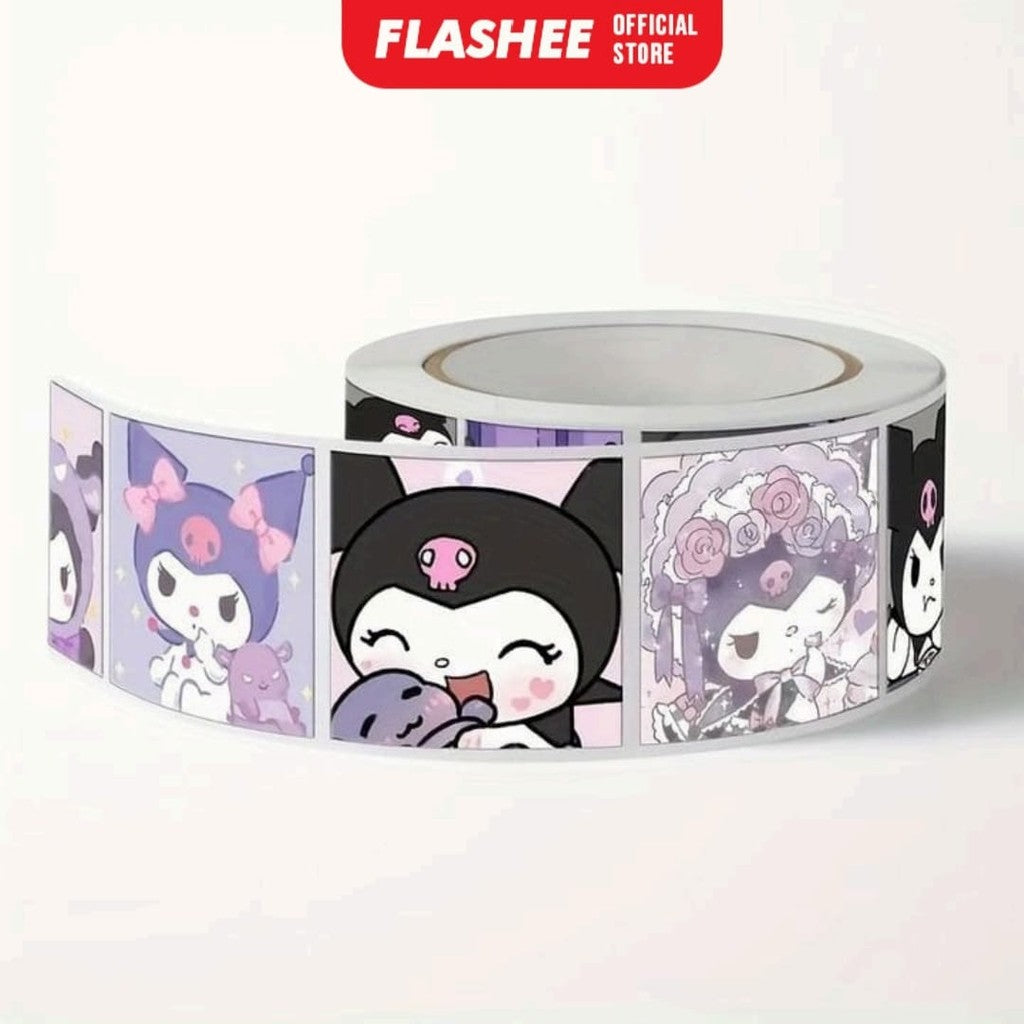 Flashee Stiker Roll Kartun Lucu Isi 500 Lembar Sticker Roll Dekorasi Stiker Memo Motif Cartoon