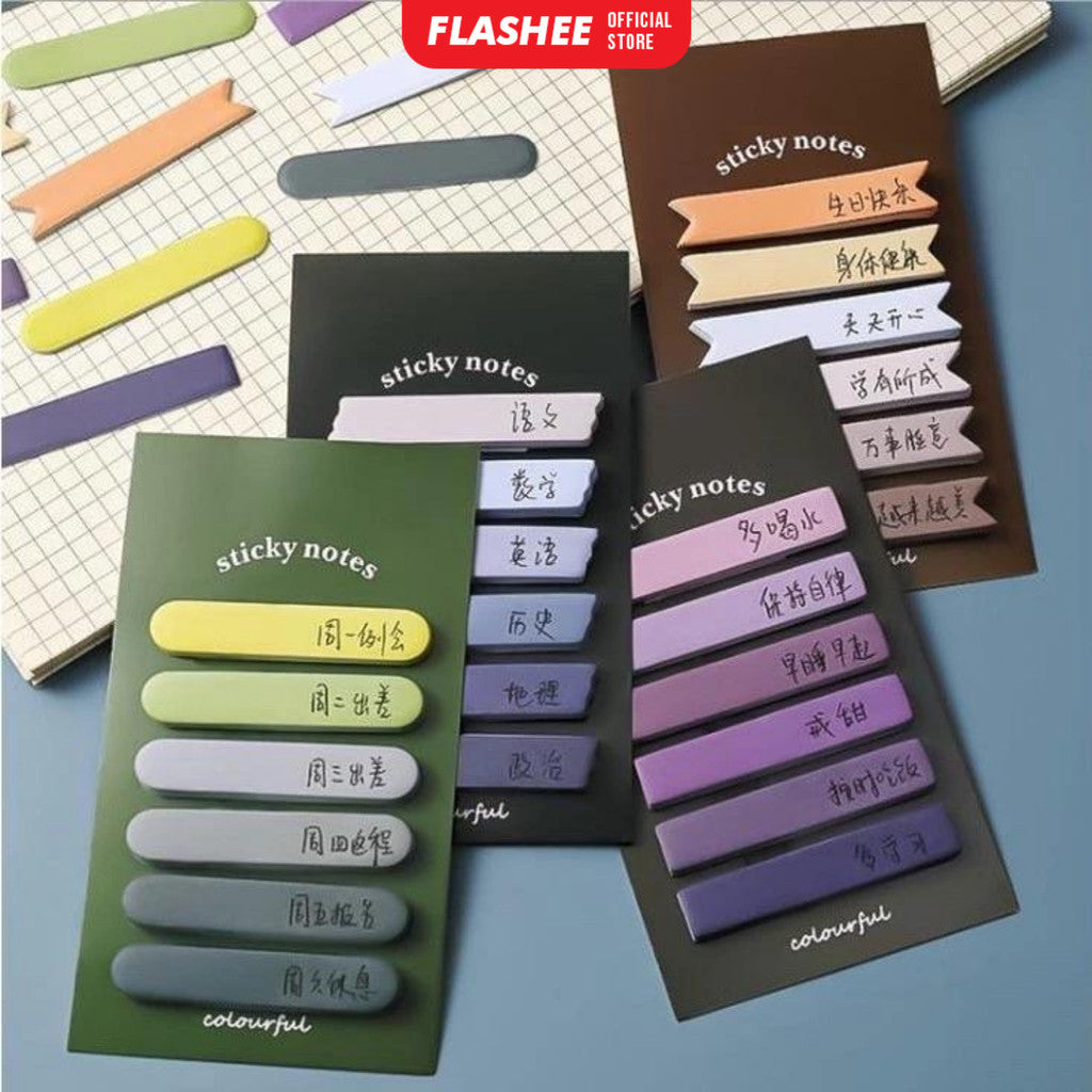 Flashee Sticky Note Gradiasi 6in1 Memo Stick Tempel Notes Pembatas Penanda Kertas