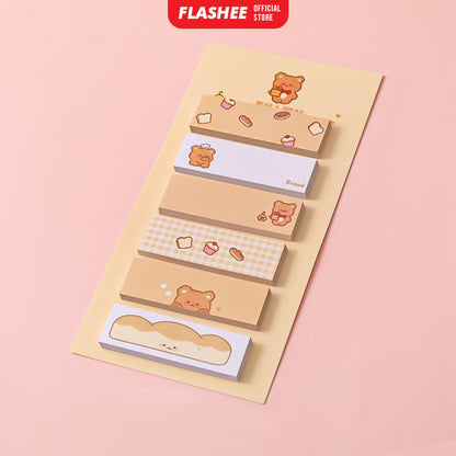Flashee Sticky Notes Motif Lucu 6 IN 1 Tempelan Kertas Pembatas Buku Cute Memo Mini