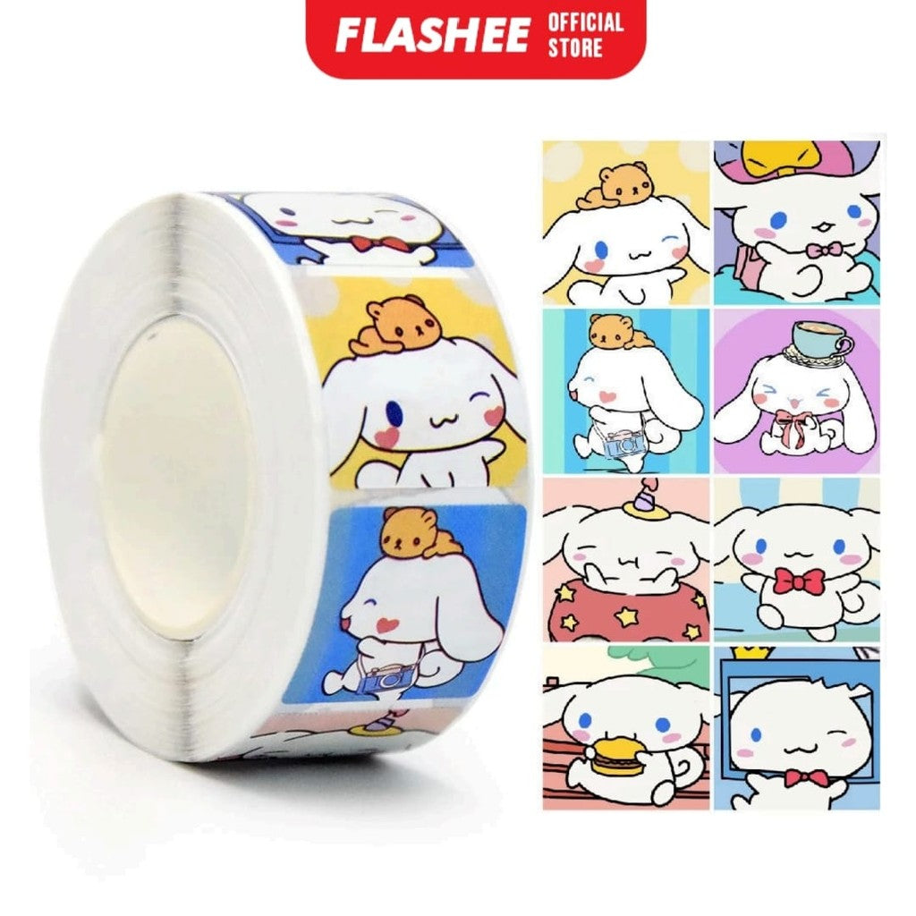 Flashee Stiker Roll Kartun Lucu Isi 500 Lembar Sticker Roll Dekorasi Stiker Memo Motif Cartoon