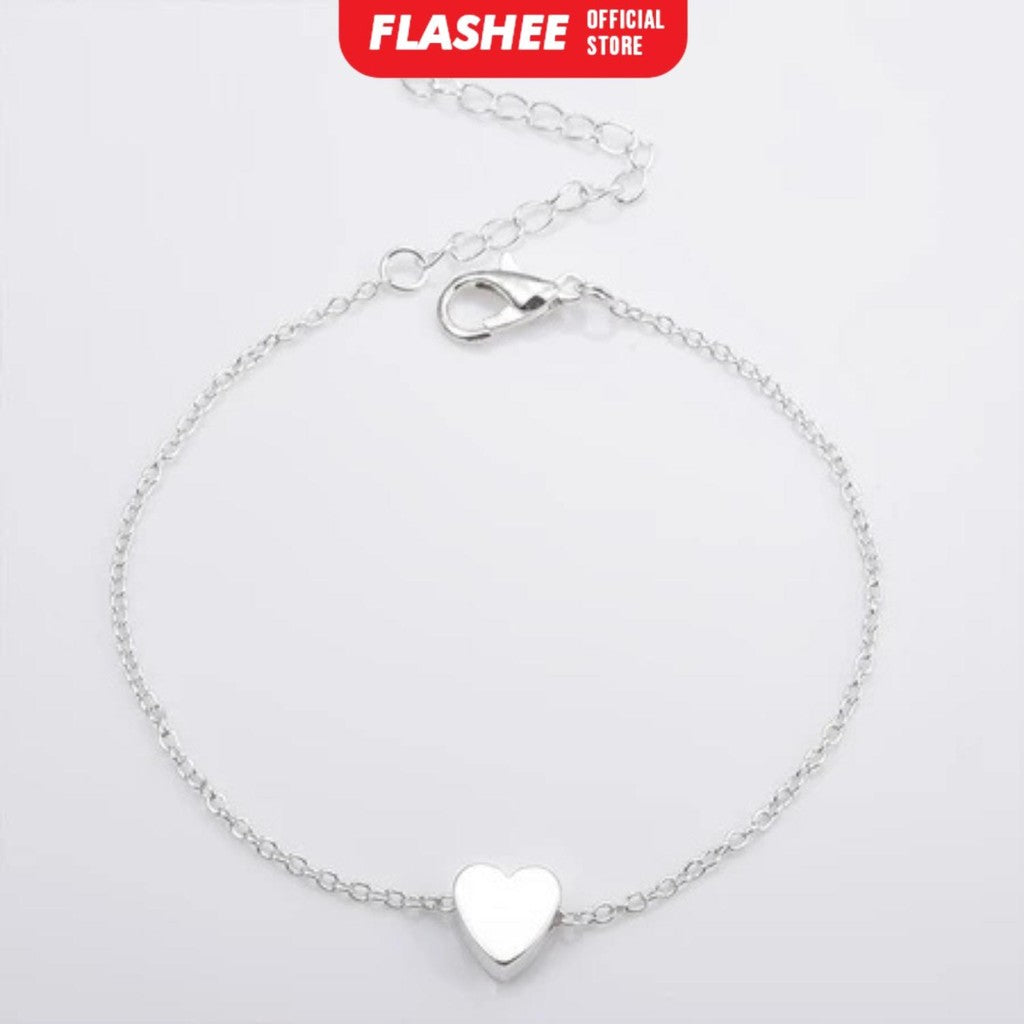 Flashee Gelang Serut Titaniun Perak Zirkon Gelang Liontin Korea Fashion