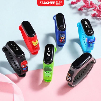 Flashee Jam Tangan Pippa Digital Elektronik Tahan Air Led Rubber Motif Jam Tangan Anak Wanita Laki