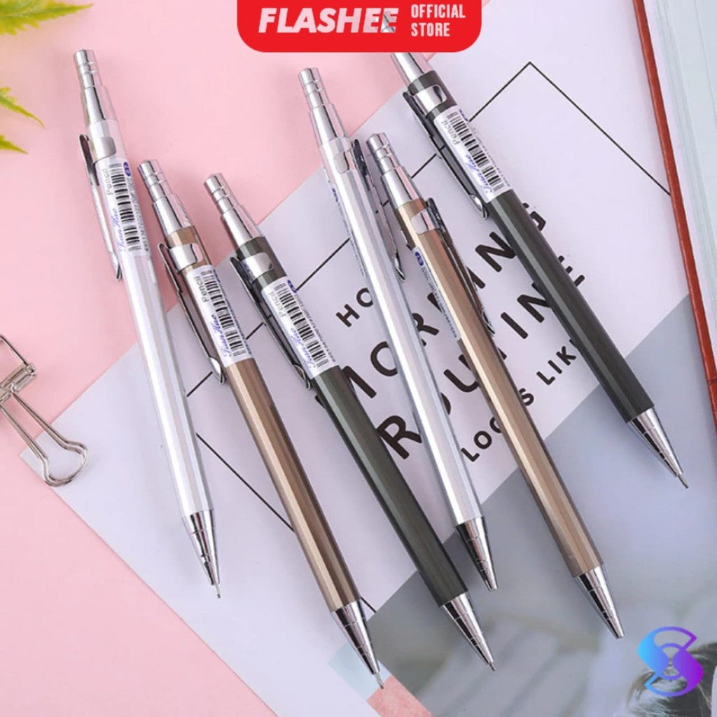 Flashee Bensia Pencil Mechanic 0.5 mm Pensil Mekanik Bensia Pensil Logam Tipis Runcing Bisa COD