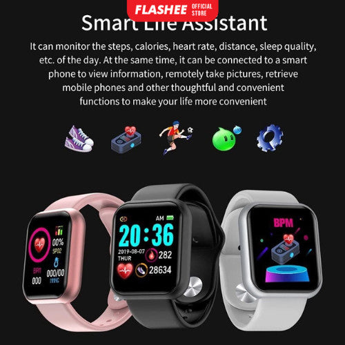 Flashee Smartwatch Nova Wanita Y68 Smart Watch Y68 Smartband Y68 Smart Band Y68 Smartwatch Pria