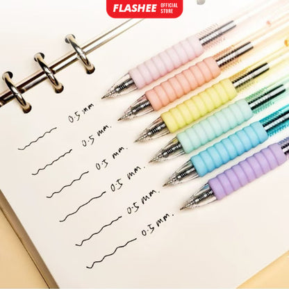 Flashee Pulpen Gel Pena Warna Pastel Tinta Hitam Macaroon Mekanik Pulpen Sekolah Kuliah Berkualitas