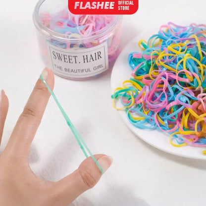Flashee Ikat Rambut 1000 Pcs Karet Jepang Ikat Rambut Karet Rambut Warna Warni