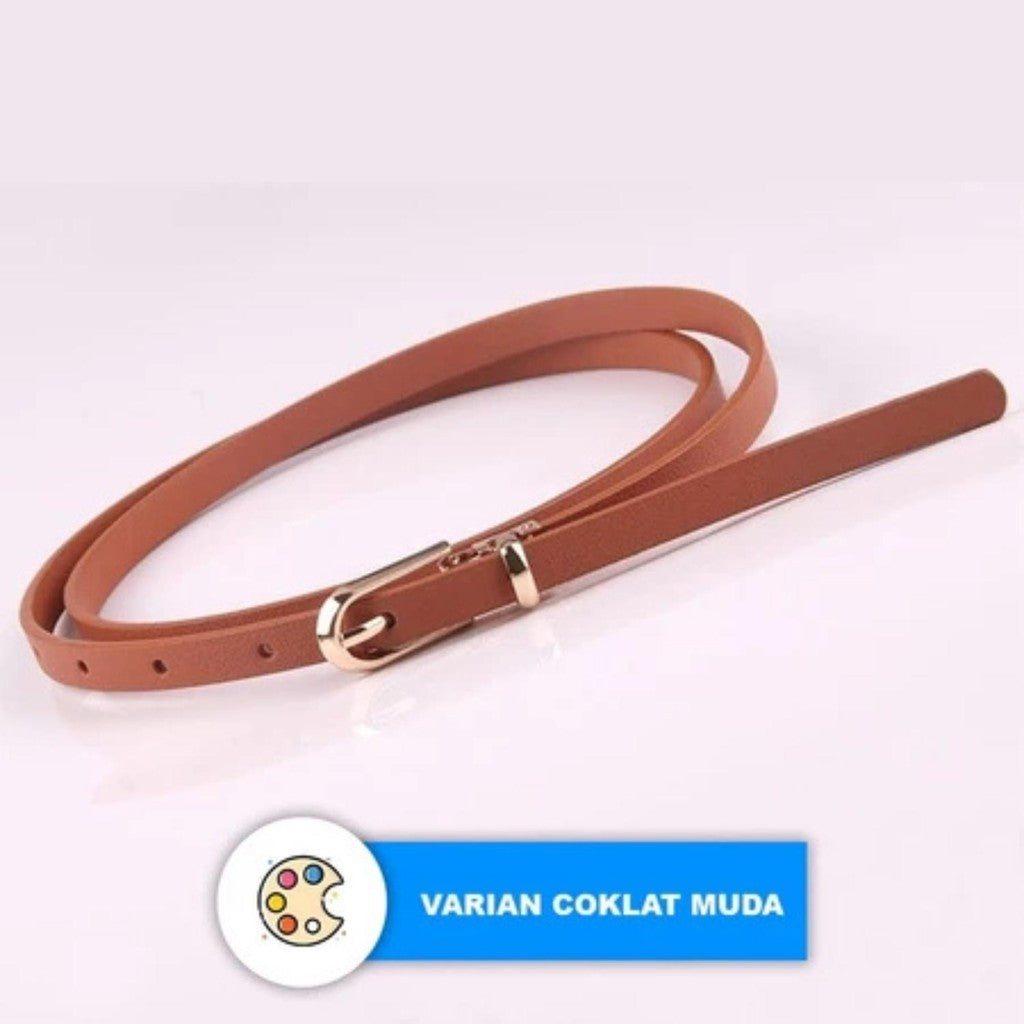 Flashee Ikat Pinggang Wanita Sabuk Fashion Wanita Skinny Bahan Kulit PU Gesper Woman Belt