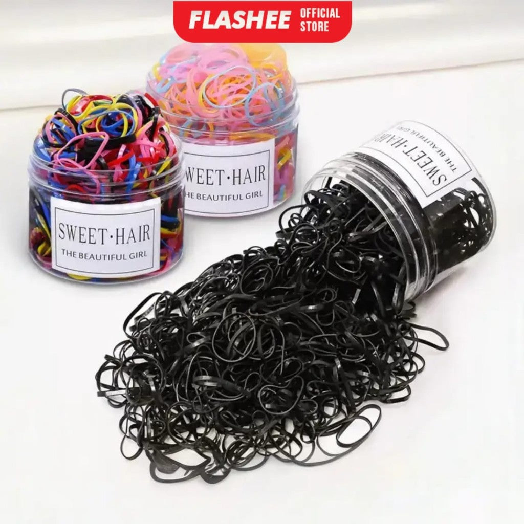 Flashee Ikat Rambut 1000 Pcs Karet Jepang Ikat Rambut Karet Rambut Warna Warni