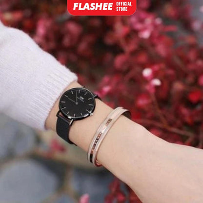 Flashee Jam Tangan Naila Analog Casual DW Stainless Steel Jam Tangan Wanita Rantai