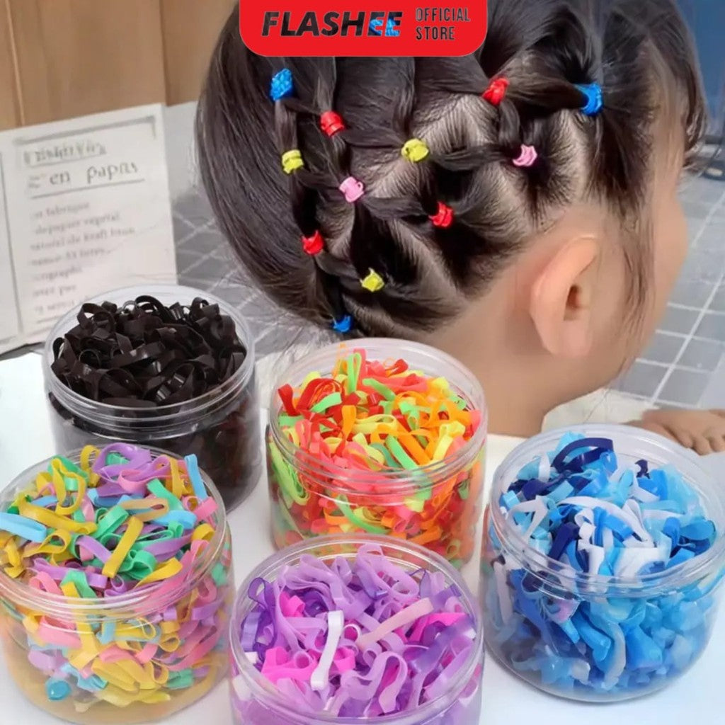 Flashee Ikat Rambut 1000 Pcs Karet Jepang Ikat Rambut Karet Rambut Warna Warni
