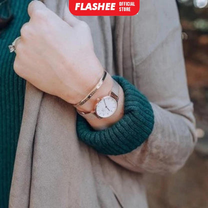 Flashee Jam Tangan Naila Analog Casual DW Stainless Steel Jam Tangan Wanita Rantai