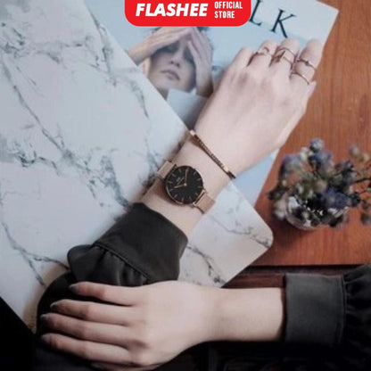 Flashee Jam Tangan Naila Analog Casual DW Stainless Steel Jam Tangan Wanita Rantai