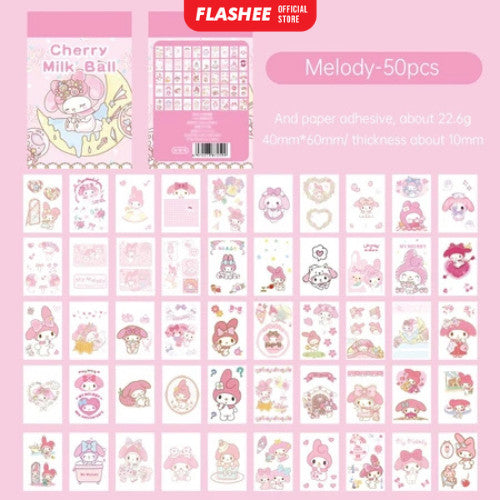 Flashee Stiker Lucu Sanrio Stiker Kartun Stiker Kartu Album Tahan Air Motif Kartun Lucu