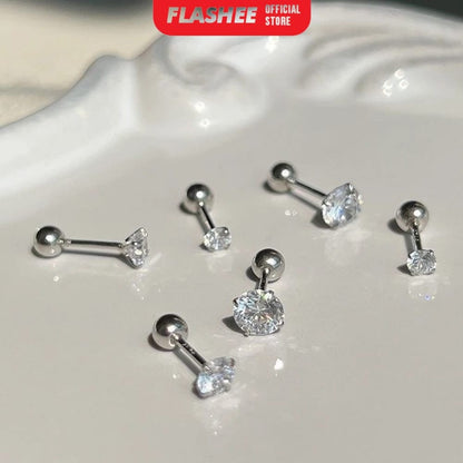 Flashee Anting Stud Kartilago Anting Tindik Stainless 4mm Steel Gold 1pcs Korean Fashion Anting Tusuk Fashion Wanita