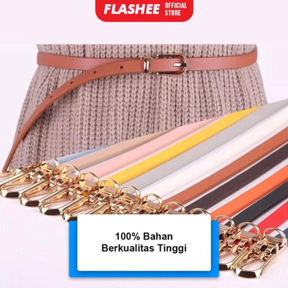 Flashee Ikat Pinggang Wanita Sabuk Fashion Wanita Skinny Bahan Kulit PU Gesper Woman Belt