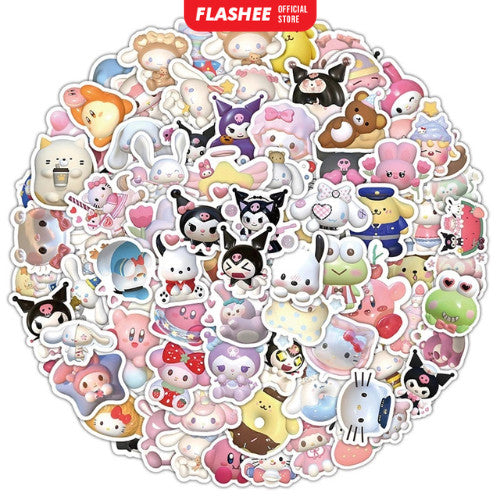 Flashee Stiker Lucu Sanrio Stiker Kartun Stiker Kartu Album Tahan Air Motif Kartun Lucu