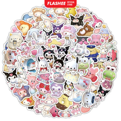 Flashee Stiker Lucu Sanrio Stiker Kartun Stiker Kartu Album Tahan Air Motif Kartun Lucu