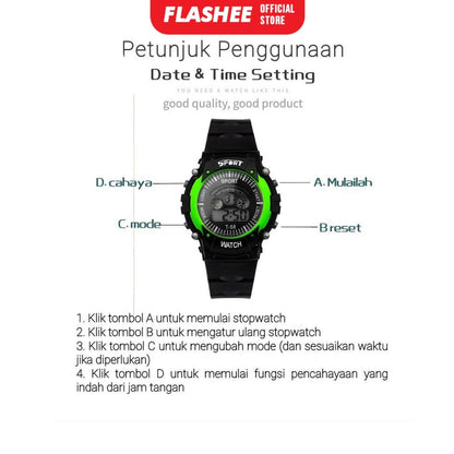 Flashee Jam Tangan Hugo Pria Sport Baru Digital Fashion Led am Fashion Korea Style Digital