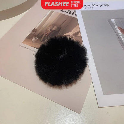 Flashee Ikat Rambut Model Bulu Halus Elastis Wanita Anak Karet Berbulu Warna Warni Kunciran Polos