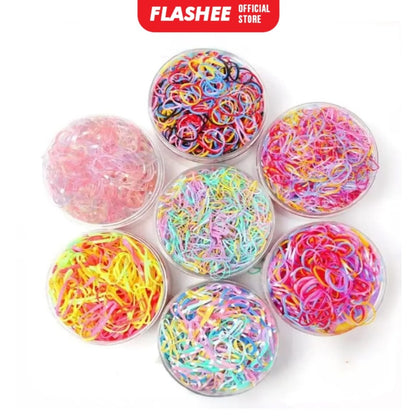 Flashee Ikat Rambut 1000 Pcs Karet Jepang Ikat Rambut Karet Rambut Warna Warni