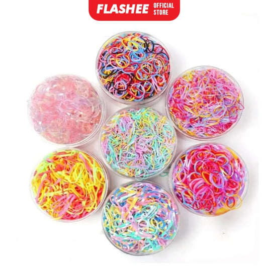 Flashee Ikat Rambut 1000 Pcs Karet Jepang Ikat Rambut Karet Rambut Warna Warni