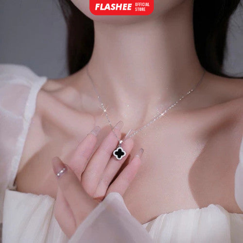 Flashee Kalung Liontin Titanium Semanggi Wanita Korea Kalung Wanita Anti Karat Fashion Korean Style