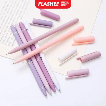 Flashee 6 Set Pena Gel Tinta Hitam Bolpoin 6Pcs Pulpen Pena Gel Pena Gel Set Morandi Color