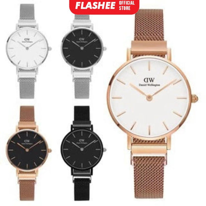 Flashee Jam Tangan Naila Analog Casual DW Stainless Steel Jam Tangan Wanita Rantai