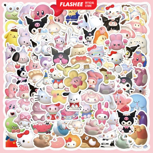 Flashee Stiker Lucu Sanrio Stiker Kartun Stiker Kartu Album Tahan Air Motif Kartun Lucu