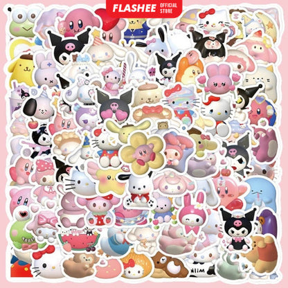 Flashee Stiker Lucu Sanrio Stiker Kartun Stiker Kartu Album Tahan Air Motif Kartun Lucu