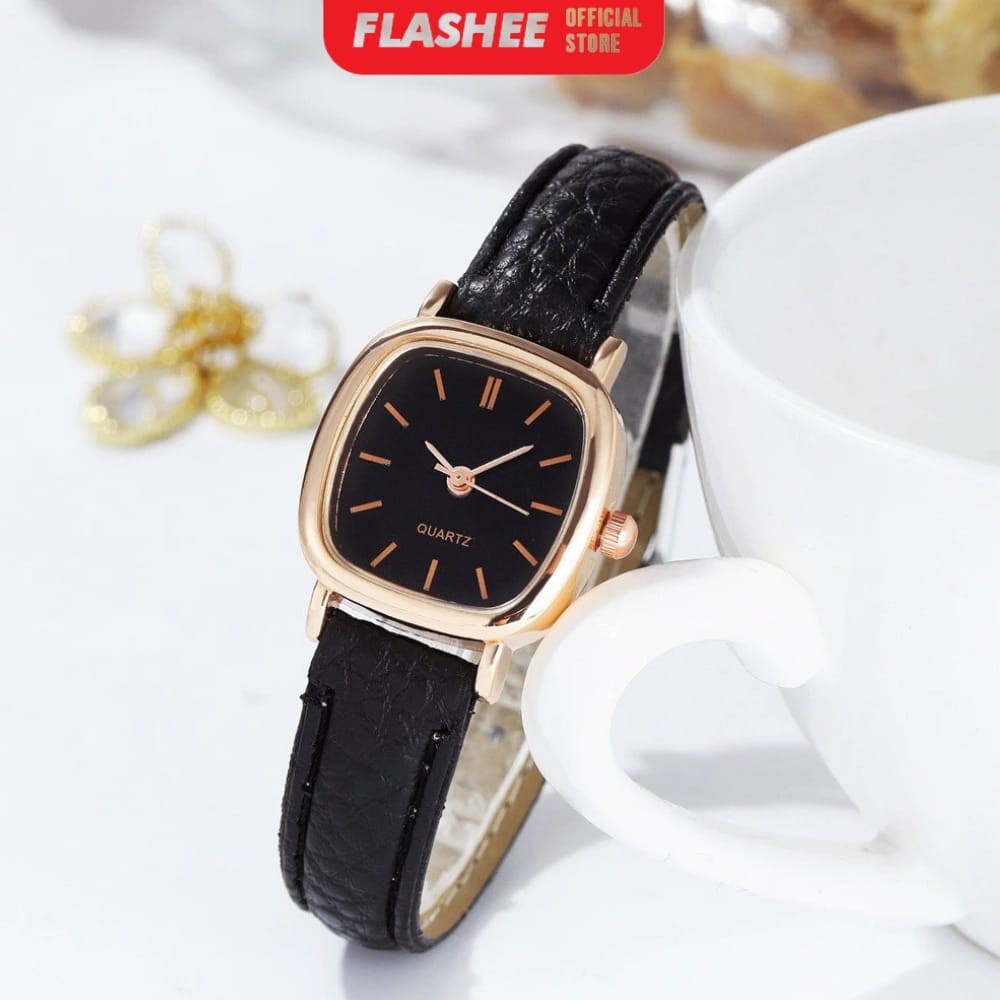 Flashee Jam Tangan Ivy Analog Wanita Gaya Retro Watch Korean Quartz Strap PU Retro