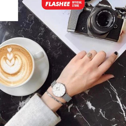 Flashee Jam Tangan Naila Analog Casual DW Stainless Steel Jam Tangan Wanita Rantai